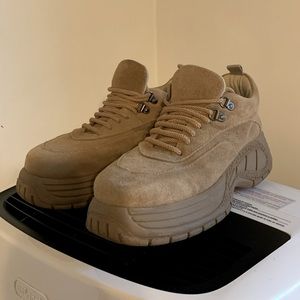 Brown Tan Suede Chunky Platform Sneakers/Boots (Zara)